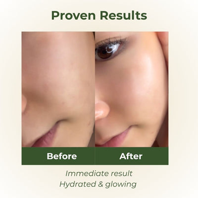 Olive Skin Serum before and after glowing skin